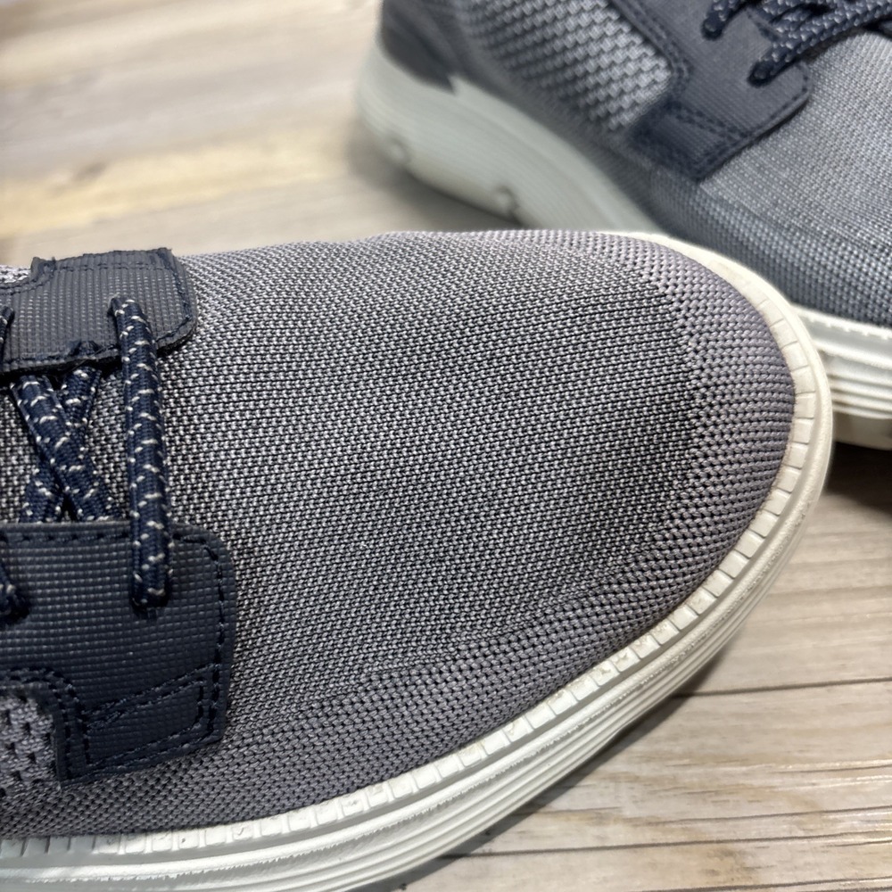 Skechers Men 7.5 Garza Alandis Sneaker Gray Blue‎ Knit Slip On Stretch Lace Shoe - Picture 14 of 15